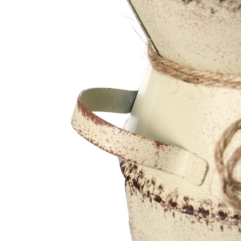 PEPAXON Shabby Metal Vase for Flower Rustic Vase White Vase Pitcher with Handle French Vintage Jug for Home Decoration Wedding Party Metal - Image 5